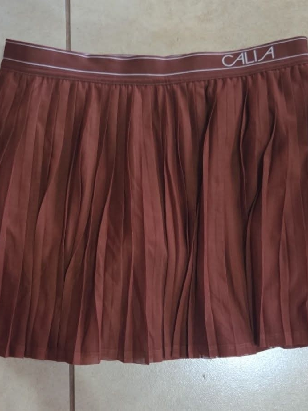 Alia Rust Brown Pleated Skirt